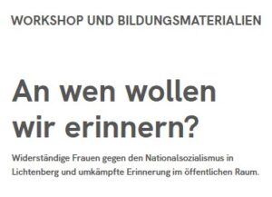 An wen wollen wir erinnern? Pädagogische Handreichung